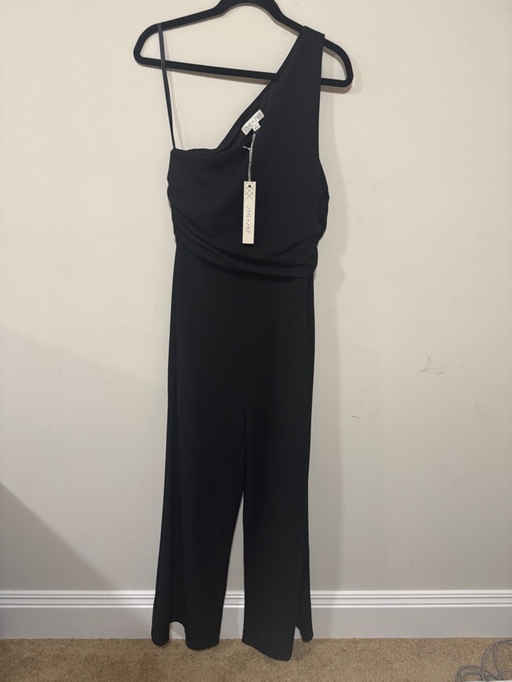 She + Sky Black One-Shoulder Jumpsuit